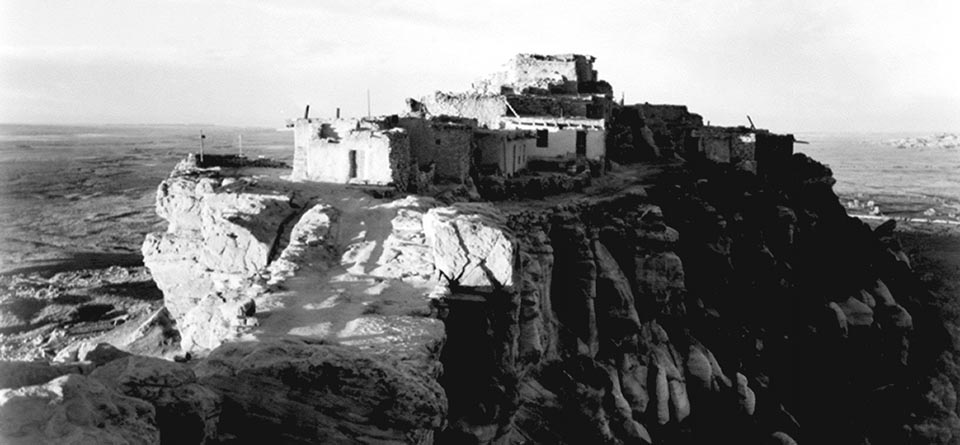 The First Mesa village of Walpi as seen by photographer Ansel Adams in 1941