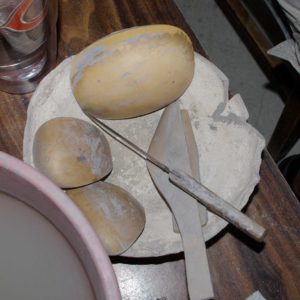 Traditional tools used in making hand-made pottery