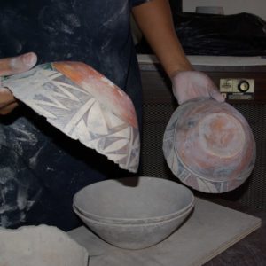 Bowls used to start the bottom layers of a new coiled pot