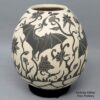 Diana Loya, aqcgd9177, Black-on-white jar with sgraffito nature and wildlife design