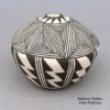 JG Louis, lkac2l284: Black-on-white seed pot with fine line and geometric design
