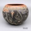 Sammy Naranjo, snsc3c076, Black bowl with an avanyu, bear paw and geometric design