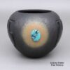 Dora Tse Pe, spsi3c060, Micaceous bowl with a lightly carved and painted ring-of-feathers geometric design