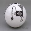 Dolores Lewis, zzac2l405, Black-on-white seed pot with Mimbres turkey and geometric design