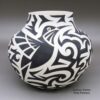 Eric Lewis, zzac3b240, Black and white jar with a hummingbird and geometric design