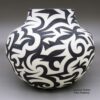 Eric Lewis, zzac3b240, Black and white jar with a hummingbird and geometric design - Image 2
