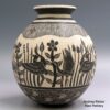 Hilario Quezada Jr, zzcg1l315m3, Black-and-white jar with a shorebird and fish design - Image 2