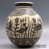 Hilario Quezada Jr, zzcg1l315m3, Black-and-white jar with a shorebird and fish design - Image 4