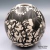 Diana Loya, zzcg2d155m2, Black-on-white jar with a sgraffito bat, vine and flower design