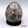 Alex Ortega, zzcg2f357m2, Black jar with sgraffito rabbit, lizard and geometric design