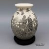 Hector Javier Martinez, zzcg2k280m11: Black-and-white jar with sgraffito Day of the Dead design