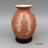 Hector Javier Martinez, zzcg2k280m12: Red-and-white jar with sgraffito Virgin Mary, angel and geometric design