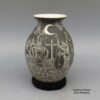 Hector Javier Martinez, zzcg2k280m2: Black-and-white jar with sgraffito Night of the Dead design