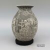 Hector Javier Martinez, zzcg2k280m2: Black-and-white jar with sgraffito Night of the Dead design - Image 2