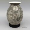 Hector Javier Martinez, zzcg2k280m3: Black-and-white jar with sgraffito Night of the Dead motif