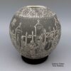 Hector Javier Martinez, zzcg2k281m11: Black-and-white jar with sgraffito Night of the Dead design