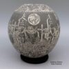 Hector Javier Martinez, zzcg2k281m11: Black-and-white jar with sgraffito Night of the Dead design - Image 2
