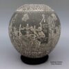 Hector Javier Martinez, zzcg2k281m11: Black-and-white jar with sgraffito Night of the Dead design - Image 3