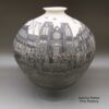 Hector Javier Martinez, zzcg3a030, Large black and white jar with flared opening and sgraffito Day of the Dead in Santa Fe design