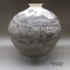 Hector Javier Martinez, zzcg3a030, Large black and white jar with flared opening and sgraffito Day of the Dead in Santa Fe design - Image 4