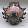 Lisa Holt, zzco3a230, Polychrome jar with pointed appliques and a painted skull, flower, and geometric design