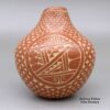 Carol Vigil, zzje2m232, Red jar with sgraffito geometric design - Image 3