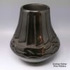 Chris Martinez, zzsc2f162: Black jar carved with avanyu and feather design