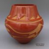 Sherry Tafoya, zzsc2m060, Red jar with carved avanyu and geometric design