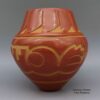 Sherry Tafoya, zzsc2m060, Red jar with carved avanyu and geometric design - Image 3
