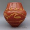 Sherry Tafoya, zzsc2m060, Red jar with carved avanyu and geometric design - Image 4