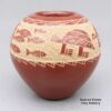 Goldenrod, zzsc2m536, Red jar with a wildlife and geometric design